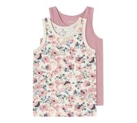 Unterhemd NAME IT "NMFTANK TOP 2P NOSTALGIA FLOWER NOOS", Mädchen, Gr. 98, 2 Stk., N-Gr, rosa (nostalgia rose), Jersey, Obermaterial: 95% Baumwolle, 5% Elasthan, bedruckt, normal, Rundhals, Unterhemde