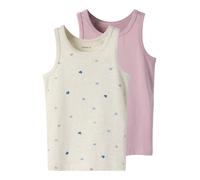 Unterhemd NAME IT "NMFTANK TOP 2P PEYOTE HEARTS NOOS", Mädchen, Gr. 104, 2 Stk., N-Gr, peyote melange, Jersey, Obermaterial: 95% Baumwolle, 5% Elasthan, bedruckt, unifarben, Rundhals, Unterhemden Unte