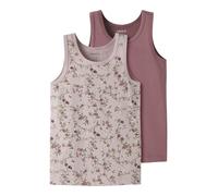 Unterhemd NAME IT "NMFTANK TOP 2P VIOLETFLOWER NOOS", Kinder, Gr. 86, 2 Stk., N-Gr, violet ice pack:w, wistful mauve, Jersey, Obermaterial: 95% Baumwolle, 5% Elasthan, bedruckt, unifarben, Rundhals, U