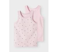 Unterhemd NAME IT "NMFTANK TOP 2P WINSOME HEARTS NOOS", Mädchen, Gr. 86, 2 Stk., N-Gr, rosa (winsome orchid), Jersey, Obermaterial: 95% Baumwolle, 5% Elasthan, bedruckt, normal, Rundhals, Unterhemden 