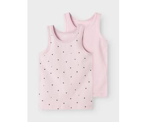 Unterhemd NAME IT "NMFTANK TOP 2P WINSOME HEARTS NOOS", Mädchen, Gr. 86, 2 Stk., N-Gr, rosa (winsome orchid), Jersey, Obermaterial: 95% Baumwolle, 5% Elasthan, bedruckt, normal, Rundhals, Unterhemden