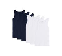 Sanetta Jungen Unterhemd 6er Pack - Shirt ohne Arme, Tank Top, Basic, Organic Cotton Weiß/Blau 152