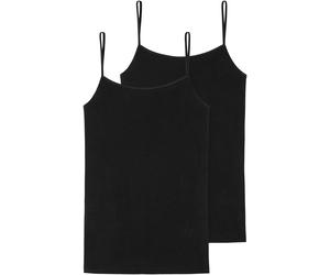 Unterhemd SCHIESSER "95/5", Damen, Gr. 34, N-Gr, schwarz (000, schwarz), Single Jersey, Obermaterial: 95% Baumwolle, 5% Elasthan, unifarben, körpernah, tiefer Rundhals, Unterhemden Unterhemd, mit Spag