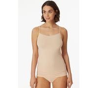 Unterhemd SCHIESSER "95/5", Damen, Gr. 38, N-Gr, beige (410, sand), Single Jersey, Obermaterial: 95% Baumwolle, 5% Elasthan, unifarben, körpernah, tiefer Rundhals, Unterhemden Unterhemd, mit Spaghetti