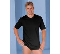 Unterhemd SCHIESSER, Herren, Gr. 5, 2 Stk., Normalgrößen, schwarz, 100% Baumwolle, Rundhals, Unterhemden Unterhemd (739334-5) schwarz