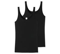 Schiesser Tanktop mit Strukturmuster im 2er-Pack in Black, Größe 38