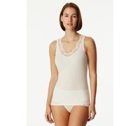 Unterhemd SCHIESSER, Damen, Gr. 46, N-Gr, weiß (102, off, weiß), Feinripp, Obermaterial: 100% Baumwolle, unifarben, casual, figurbetont, tiefer Rundhals, Halbarm, Unterhemden, mit rundem Halsausschnit