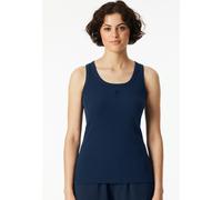 Unterhemd SCHIESSER "Schiesser 150 Years", Damen, Gr. 40, N-Gr, blau (801, admiral), Doppelripp, Obermaterial: 90% Baumwolle, 10% Elasthan, Unterhemden Unterhemd, tiefer Rundhalsausschnitt, Doppelripp
