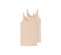 Unterhemd SCHIESSER "T-Shirt 2er Pack", Damen, Gr. M, N-Gr, beige (beige (sand)), Obermaterial: 95% Baumwolle CO. 5% Elasthan EL., Unterhemden Unterhemd (59563502-M) beige (sand)