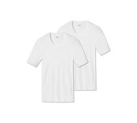SCHIESSER Herren 1/2 Arm T-Shirt 2er Pack - Jacke, Unterhemd, Cotton Essentials, Feinripp Weiß XL
