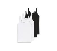 Unterhemd SCHIESSER "T-Shirt 4er Pack", Damen, Gr. L, N-Gr, schwarz (schwarz, weiß), Obermaterial: 95% Baumwolle CO. 5% Elasthan EL., Unterhemden Unterhemd (91366601-L) schwarz, weiß
