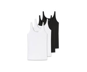 Unterhemd SCHIESSER "T-Shirt 4er Pack", Damen, Gr. XXL, N-Gr, schwarz (schwarz, weiß), Obermaterial: 95% Baumwolle CO. 5% Elasthan EL., Unterhemden Unterhemd (91366601-XXL) schwarz, weiß