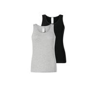 Unterhemd SCHIESSER "Unterhemd 2er Pack", Damen, Gr. M, N-Gr, bunt (schwarz, grau), Obermaterial: 95% Baumwolle CO. 5% Elasthan EL., Unterhemden Unterhemd (33726936-M) schwarz, grau