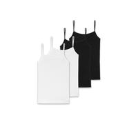 Unterhemd SCHIESSER "Unterhemd 4er Pack", Damen, Gr. XL, N-Gr, schwarz (schwarz, weiß), Obermaterial: 95% Baumwolle CO. 5% Elasthan EL., Unterhemden Unterhemd (26417740-XL) schwarz, weiß