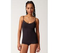 Unterhemd SKINY "Classicotton", Damen, Gr. 40, N-Gr, schwarz, Obermaterial: 94% Baumwolle, 6% Elasthan. Spitze: 85% Polyamid, 15% Elasthan, figurbetont, V-Ausschnitt,tiefer V-Ausschnitt, Unterhemden U