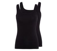 Skiny Tanktop (2er-Pack) mit kleinem Weblabel am Saum, schwarz