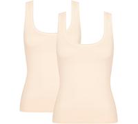 Unterhemd SLOGGI "GO", Damen, Gr. M, N-Gr, beige (fresh powder), Single Jersey, Obermaterial: 96% Baumwolle, 4% Elasthan, tiefer Rundhals, Unterhemden Unterhemd, zarte Spitzendetails, tiefer Rundhals-