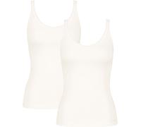 Unterhemd SLOGGI "GO", Damen, Gr. M, N-Gr, weiß (silk weiß), Single Jersey, Obermaterial: 96% Polyamid, 4% Elasthan, unifarben, tiefer Rundhals, Unterhemden Unterhemd, zarte Spitze, Baumwollmischung,