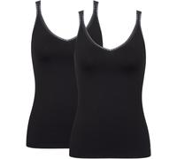 Unterhemd SLOGGI "GO", Damen, Gr. S, N-Gr, schwarz, Single Jersey, Obermaterial: 96% Baumwolle, 4% Elasthan, tiefer Rundhals, Unterhemden Unterhemd, zarte Spitze, Baumwollmischung, V-Ausschnitt (16079