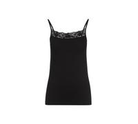 Unterhemd TRIGEMA "TRIGEMA Spaghettiträger Unterhemd mit Spitze", Damen, Gr. M, 1 Stk., US-Größen, schwarz, 95% Baumwolle, 5% Elasthan, Unterhemden Unterhemd (56167648-M) schwarz