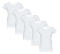 Unterhemd TUPTAM "Unterhemd Kinder Jungen Unterhemd Kurzarm 5er Pack", Mädchen, Gr. 128, N-Gr, weiß, Obermaterial: 95% Baumwolle CO. 5% Elasthan EL., Unterhemden Unterhemd (63882311-128) weiß