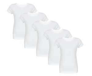 Unterhemd TUPTAM "Unterhemd Kinder Jungen Unterhemd Kurzarm 5er Pack", Mädchen, Gr. 128, N-Gr, weiß, Obermaterial: 95% Baumwolle CO. 5% Elasthan EL., Unterhemden Unterhemd (63882311-128) weiß