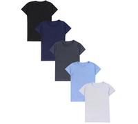 Unterhemd TUPTAM "Unterhemd Kinder Jungen Unterhemd Kurzarm 5er Pack", Mädchen, Gr. 140, N-Gr, grau (schwarz dunkelblau anthrazit grau blau), Obermaterial: 95% Baumwolle CO. 5% Elasthan EL., Unterhemd