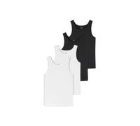 UNCOVER by SCHIESSER Herren Unterhemd 4er Pack - Serie "Uncover", Rundhals Schwarz / Weiß L