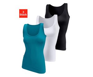 Unterhemd VIVANCE ACTIVE, Damen, Gr. 40/42, N-Gr, grün (petrol, schwarz, weiß), Single Jersey, Obermaterial: 95% Polyamid, 5% Elasthan (LYCRA), unifarben, körpernah, tiefer Rundhals, Unterhemden Unter