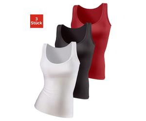 Unterhemd VIVANCE ACTIVE, Damen, Gr. 48/50, N-Gr, rot (rot, schwarz, weiß), Single Jersey, Obermaterial: 95% Polyamid, 5% Elasthan (LYCRA), unifarben, körpernah, tiefer Rundhals, Unterhemden Unterhemd