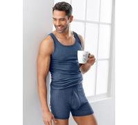 Unterhemd WÄSCHEPUR, Herren, Gr. 6, 2 Stk., Normalgrößen, blau (marine, geringelt), 75% Baumwolle, 25% Polyester, Unterhemden Unterhemd (71150941-6) marine, geringelt