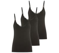 Unterhemd YSABEL MORA "BASIC COLLECTION COTTON WITH LACE", Damen, Gr. S, N-Gr, schwarz, Single Jersey, Obermaterial: 95% Baumwolle, 5% Elasthan, unifarben, figurbetont, V-Ausschnitt, Unterhemden Unter