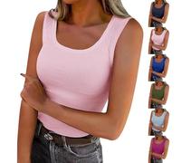 Unterhemden Damen Elegant Schick, Tanktops Frauen Leicht und Luftig, Sale Angebote Schmales Trägertop mit Rundhalsausschnitt und U-Ausschnitt, Oberteil Weich Bequem, Shirt Top Lässige Mode