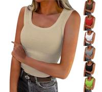 Unterhemden Damen Elegant Schick, Tanktops Frauen Leicht und Luftig, Sale Angebote Schmales Trägertop mit Rundhalsausschnitt und U-Ausschnitt, Oberteil Weich Bequem, Shirt Top Lässige Mode