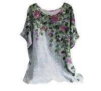 unterhemden Damen Sale Bluse Damen Sommer Kurzarm Oberteile Rundhals Lose Shirt Locker Longbluse Tunika Tops Große Größen Blusenshirt Druck Tshirt Casual Kurzarmshirts Longbluse Damen große größen