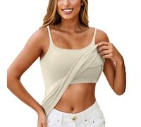 Unterhemden Damen Unterhemden & BH-Hemden Für Damen Top Spaghettiträger Damen Sport BH Gepolsterte Cups BH Hemdchen Ohne Bügel Damen Unterwäsche Damen Unterwäsche Shirt Damen(Khaki,L)