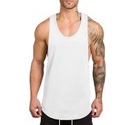 Unterhemden Herren, Sommer Weiss Lang Oversized Unterhemden Tank Top Baumwolle 3XL Ärmellose 5XL Muskelshirts Unterhemd 4XL Weit Locker Sport Bauchweg Achselshirts Tanktop