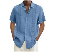 Unterhemden Herren T Shirts Herren Henley Shirt Herren Langarm Vintage Streifen Drucken Kurzarm Oversize Shirt Mit Knopfleiste Sommer Retro V-Ausschnitt Hemden Mit Brusttasche T-Shirt Weiß Herren