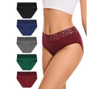 Unterhosen Damen 5er Pack, Hipster Baumwolle Unterwäsche Frauen Mittlere Taille Spitze Weich Atmugsaktiv Slip Stretch Pantis(S-XL) (DE/NL/SE/PL, Alphanumerisch, XXL, Regular, Regular, Multicolor01)