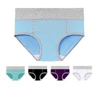 Unterhosen Damen Nahtlos Damen-Unterwäsche aus Baumwolle, hohe Taille, Stretch-Slip, weiche Unterhose, Damenhöschen mit vollständiger Abdeckung, 5er-Pack Periodenunterschwäsche Teenager (BK1, XL)