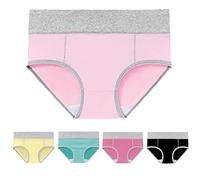 Unterhosen Damen Nahtlos Damen-Unterwäsche aus Baumwolle, hohe Taille, Stretch-Slip, weiche Unterhose, Damenhöschen mit vollständiger Abdeckung, 5er-Pack Periodenunterschwäsche Teenager Damen (PK2, L)