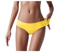 Unterhosen Damen Panty Nahtlose Unterwäsche Baumwolle Slips Weiche Pantys Hipster Einfarbig Underwear Bequeme Atmungsaktiv Unterhose Für Frauen Mädchen (Yellow, S)