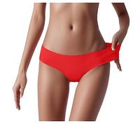 Unterhosen Damen Panty Nahtlose Unterwäsche Baumwolle Slips Weiche Pantys Hipster Einfarbig Underwear Bequeme Atmungsaktiv Unterhose Für Frauen Mädchen (Red, S)