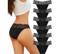 Unterhosen Damen Spitze Baumwolle Sexy Bikini Slips Weiche 6er Pack | Baumwoll Unterwäsche Frauen Hipster Panties Brazilian Slip Damen Atmungsaktiv Underwear Multipack S-XXL