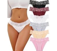 Unterhosen Damen Spitze Baumwolle Sexy Bikini Slips Weiche 6er Pack | Baumwoll Unterwäsche Frauen Hipster Panties Brazilian Slip Damen Atmungsaktiv Underwear Multipack S-XXL