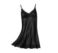 Unterkleid Damen, Weiß Unterrock für Durchsichtige Kleider Baumwolle Nachthemd Leichte Sommer Luftige Trägerkleid Kurzarm Spaghettiträger A Linien Sleepshirt Petticoat