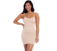 Unterkleid MAGIC BODYFASHION "Seamless Bodydress", Damen, Gr. S, N-Gr, braun (latte), Web, Obermaterial: 89% Polyamid, 11% Elasthan, unifarben, figurbetont ca. Mitte Oberschenkel, tiefer Rundhals, Kle