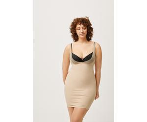 Unterkleid YSABEL MORA, Damen, Gr. XL, N-Gr, beige, Mikrofaser, Obermaterial: 73% Polyamid, 27% Elasthan, figurbetont ca. Mitte Oberschenkel, tiefer V-Ausschnitt, Kleider Unterkleid, Spitze, mittlerer