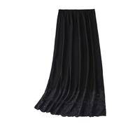 Unterrock, halber Slip, langer Unterrock, elastischer Bund, farbiger Petticoat, Basic, halber Rock für unter Kleidern, Unterrock, Schwarz , Einheitsgröße