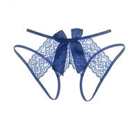 Unterwäsche Damen Bauch Weg Unterhosen, Frauen sexy durchsichtige Nahtlose Spitze Schlitz Höschen niedrige Taille Schleife Höschen (Blue M/F)